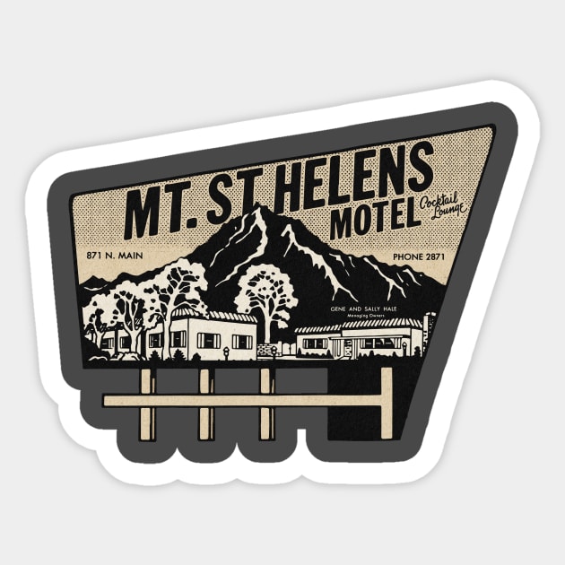Vintage Mt. St.Helens Motel Sticker by Kujo Vintage